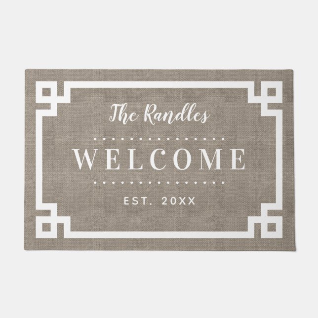 Paillasson Ferme Grec Clé Famille Monogramme mat (Devant)