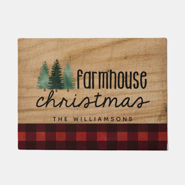 Paillasson Ferme Noël Pays Plaid Nom de famille Bois (Devant)