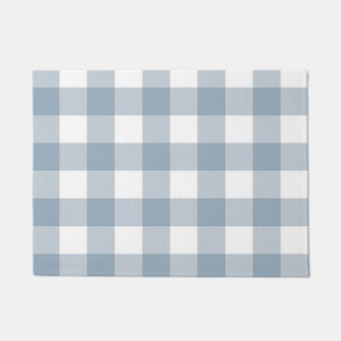 Paillasson Ferme Rustique Carré de Plaid Bleu Gris