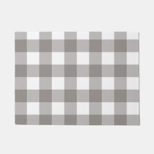 Paillasson Ferme Rustique Gris & Blanc Buffalo Plaid Carré