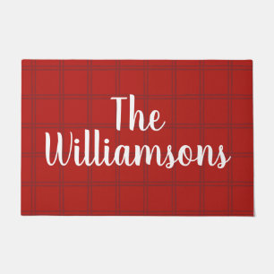 Paillasson Festive Classic Red Check Nom du script de famille