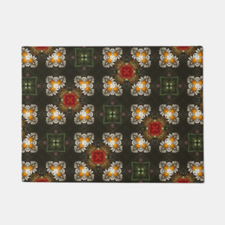 Paillasson Fête de Noël croix rouge marguerites abstraites