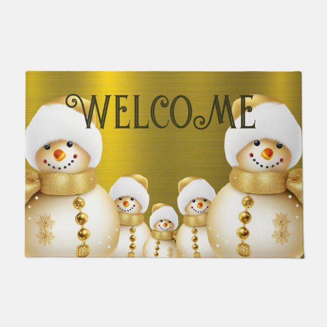 Paillasson Fête de Noël Golden Snowman (Devant)