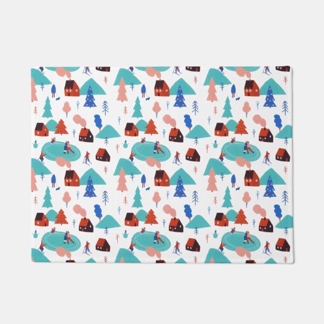 Paillasson Fête des neiges bleues Noël hiver (Devant)