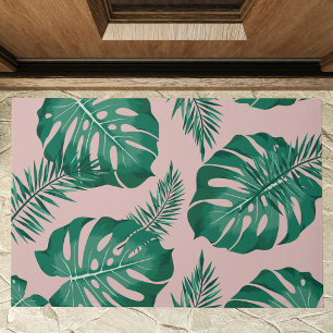 Paillasson Feuilles Pink & Green Palm sans couture Motif