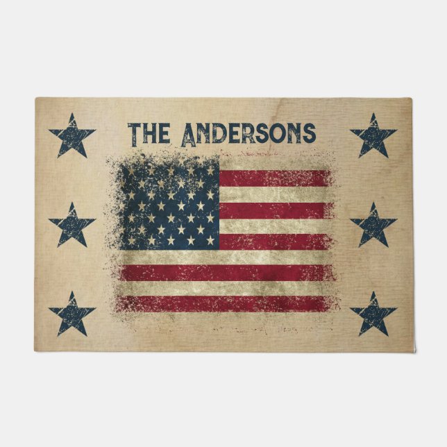 Paillasson Fière D'Être Un Drapeau Rustique Américain (Devant)