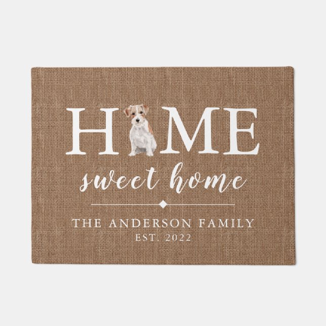 Paillasson Fil Haired Jack Russell Home Sweet Home Porte (Devant)