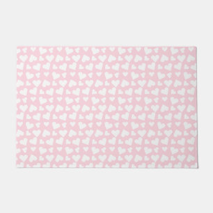 Paillasson Fille Coeur Motif rose blanc