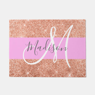 Paillasson Fille Glam Peach Gold Parties scintillant Nom du m