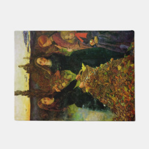 Paillasson Filles ramassant des feuilles d'automne pour un fe