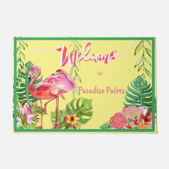 Paillasson Flamant rose Paradise Beach House (Devant)