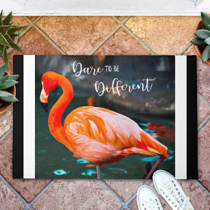 Paillasson Flamant rose rose Oser être différent Citation Scr