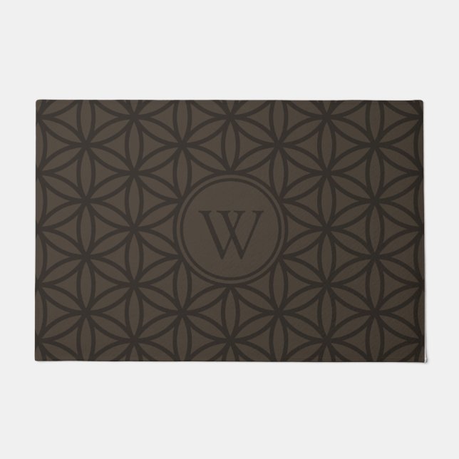 Paillasson Fleur Brown de la vie - monogramme sacré de la (Devant)