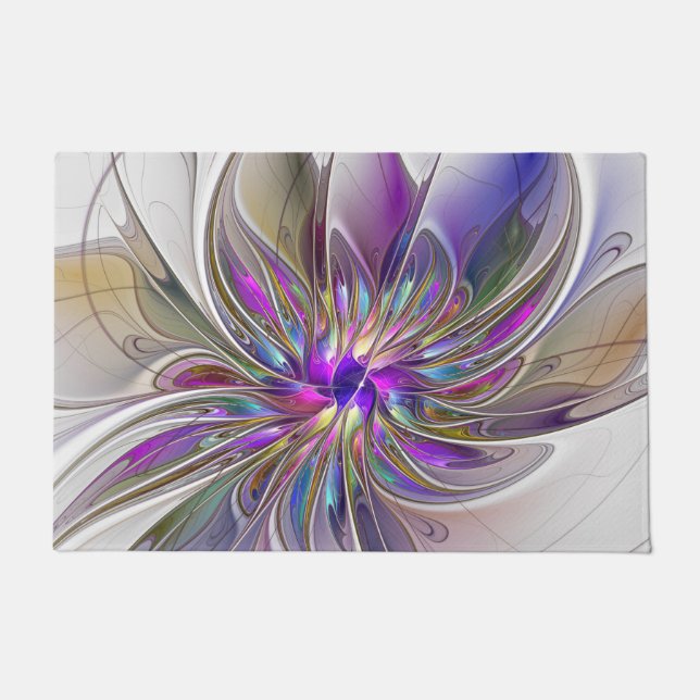Paillasson Fleur d'art Abstrait, énergique et coloré (Devant)