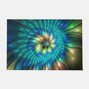 Paillasson Fleur de fantaisie lumineuse, fractale abstraite c