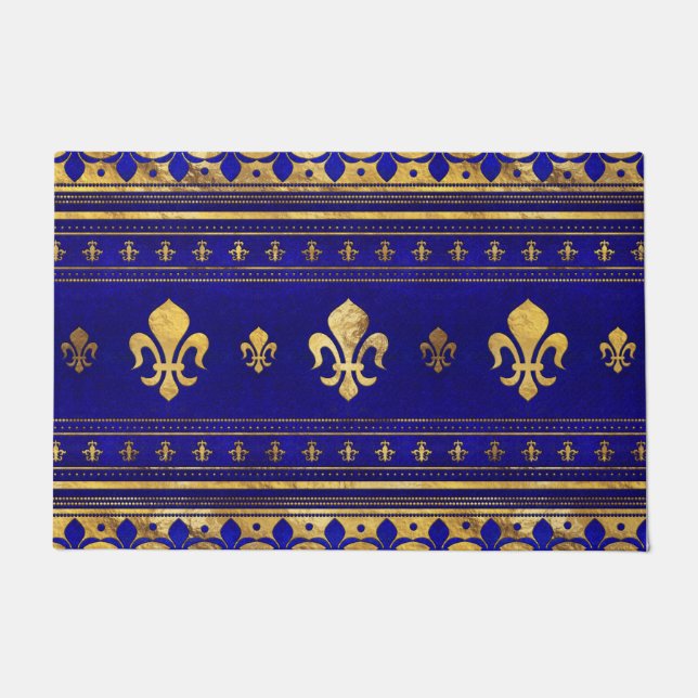 Paillasson Fleur de lis - Lapis Lazuli et Gold (Devant)