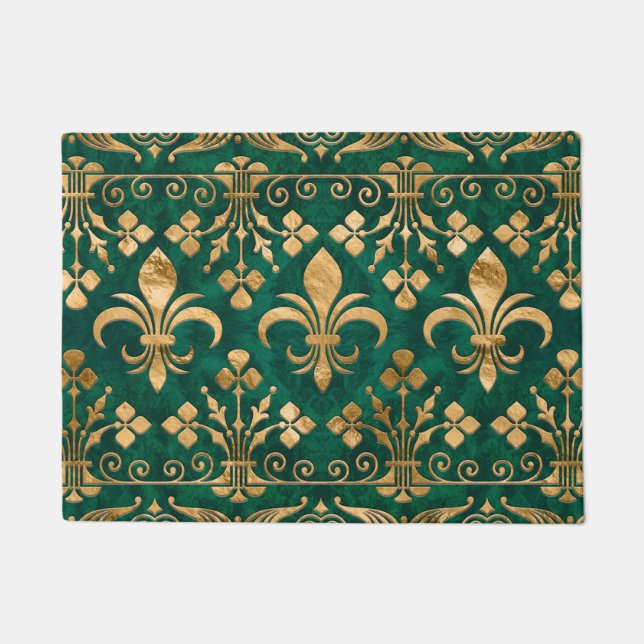 Paillasson Fleur de lis ornement Emerald Green (Devant)