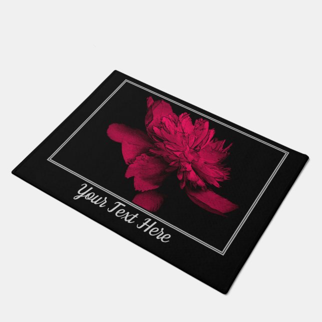 Paillasson Fleur de pivoine rouge vif personnalisée (Incliné)