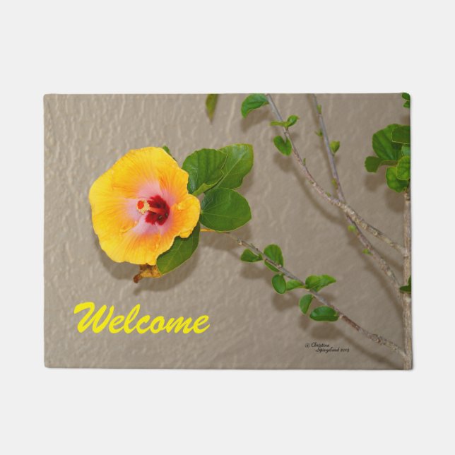 Paillasson Fleur d'Hibiscus jaune Patrie mat (Devant)