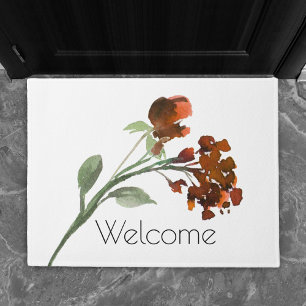 Paillasson Fleur sauvage Terracotta Orange Bohemian Custom