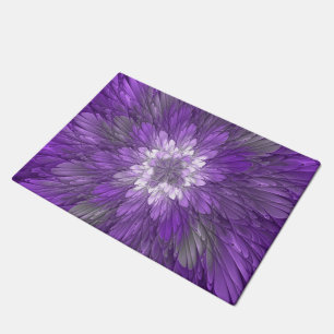 Paillasson Fleur Violette Psychedelique Art Fractal Abstrait