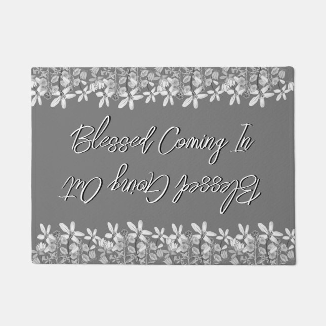 Paillasson Fleurs Blanches Heureuses De Venir En Bienheureux  (Devant)