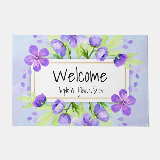 Paillasson Fleurs d'aquarelle violet Professionnel profession (Devant)