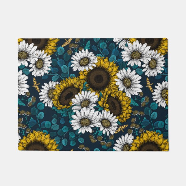 Paillasson Fleurs de soleil et marguerites, jardin d'été 2 (Devant)