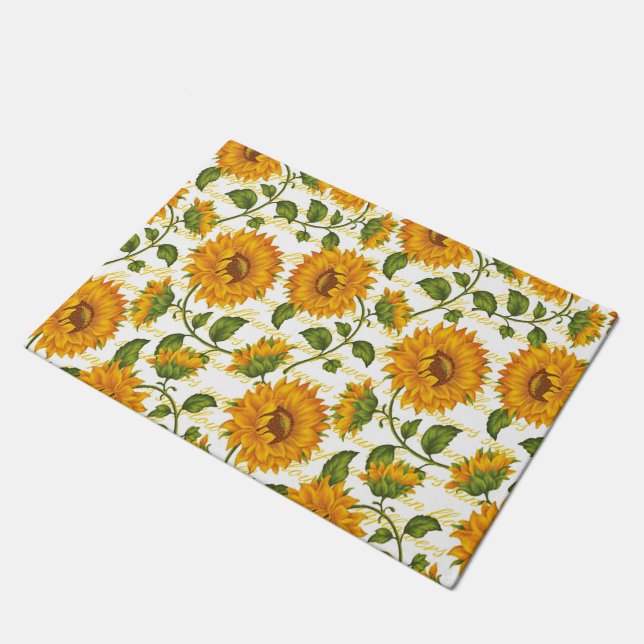 Paillasson Fleurs de soleil et texte (Incliné)