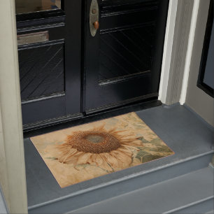 Paillasson Fleurs de soleil géantes Vieux art jaune Vintage