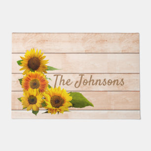 Paillasson Fleurs de soleil rustiques sur bois
