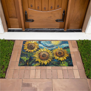 Paillasson Fleurs de soleil Van Gogh et nuit étoilée