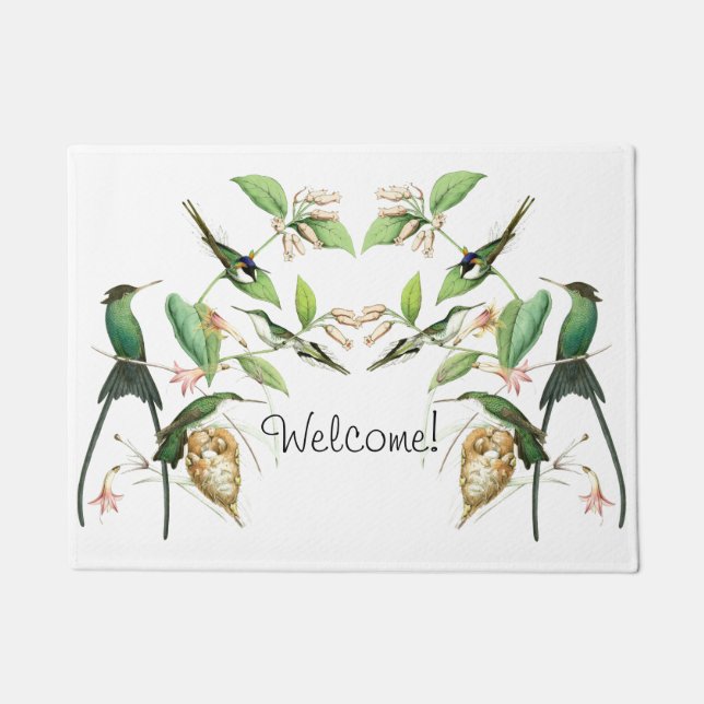 Paillasson Fleurs Dorrmat bienvenu de faune d'oiseaux de (Devant)