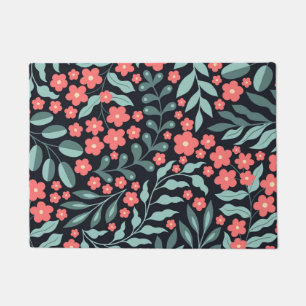Paillasson Fleurs en fleurs de style rétro rose dans le style