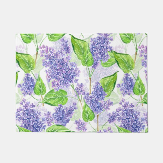 Paillasson Fleurs lilas aquarelles (Devant)