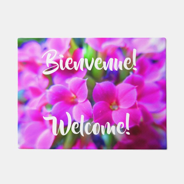 Paillasson Fleurs lumineuses français-anglais bienvenues de (Devant)