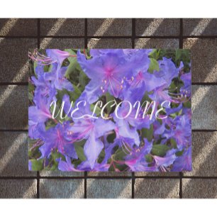 Paillasson Fleurs pourpres Rhododendron Bienvenue