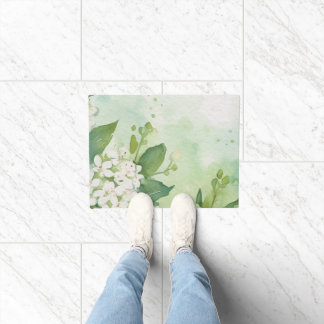 Paillasson Fleurs verdâtres aquarelles modernes & personnalis