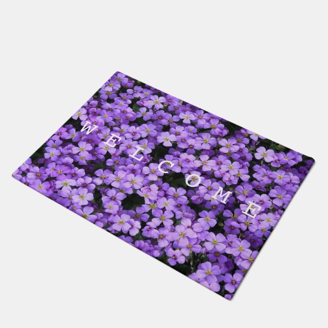 Paillasson Fleurs violettes - Bienvenue (Incliné)
