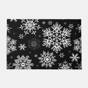 Paillasson Flocon de neige motif Noël noir blanc