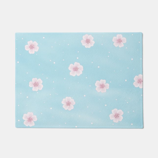 Paillasson Floraison de fleurs de cerisiers japonais Sakura (Devant)