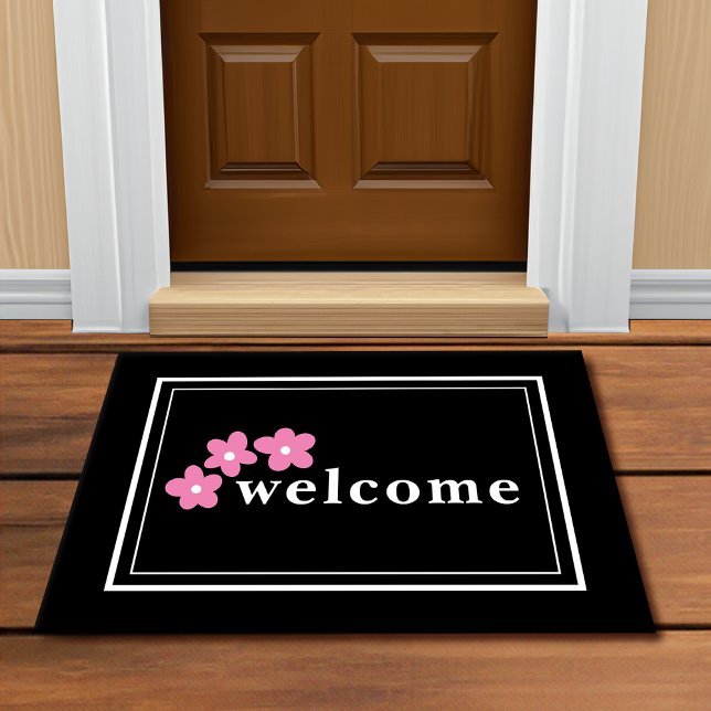 Paillasson Floral blanc noir moderne (Créateur téléchargé)