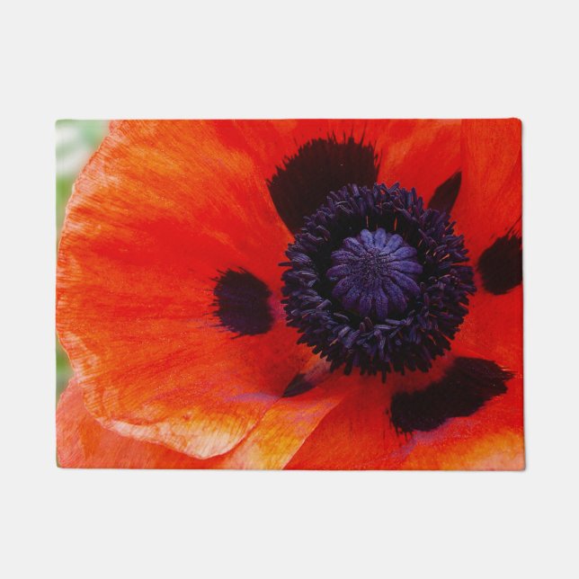 Paillasson Floral de coquelicot rouge orange (Devant)