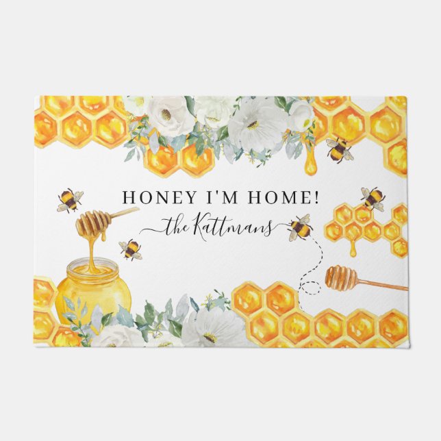 Paillasson Floral Honeycomb Bumble | monogram (Devant)