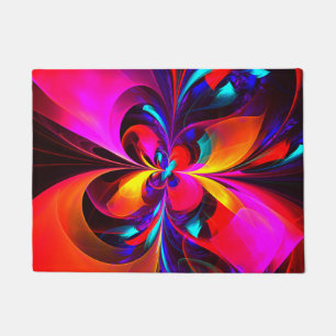 Paillasson Floral moderne Art Abstrait Rouge Bleu Motif #07