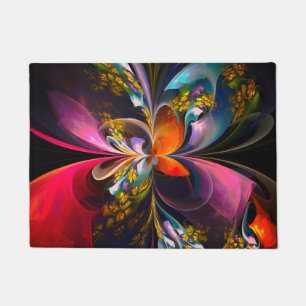 Paillasson Floral moderne Art Abstrait Rouge Bleu Motif #13