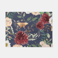 Floral Navy Bourgogne Bois rustique avec feuillage