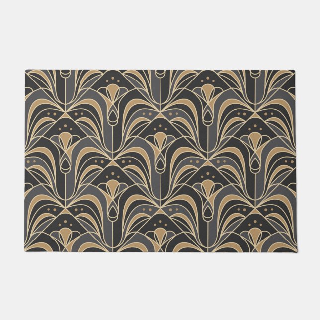 Paillasson Flore de mosaïque Art Déco. Fleur de Bluebell (Devant)