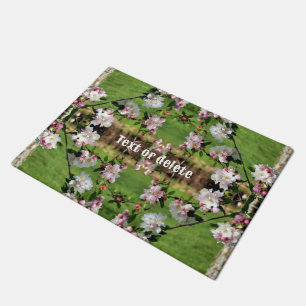 Paillasson Flore rose et blanche printanière personnalisée