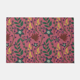 Paillasson Flore sans couture motif fleurs rose feuille branc